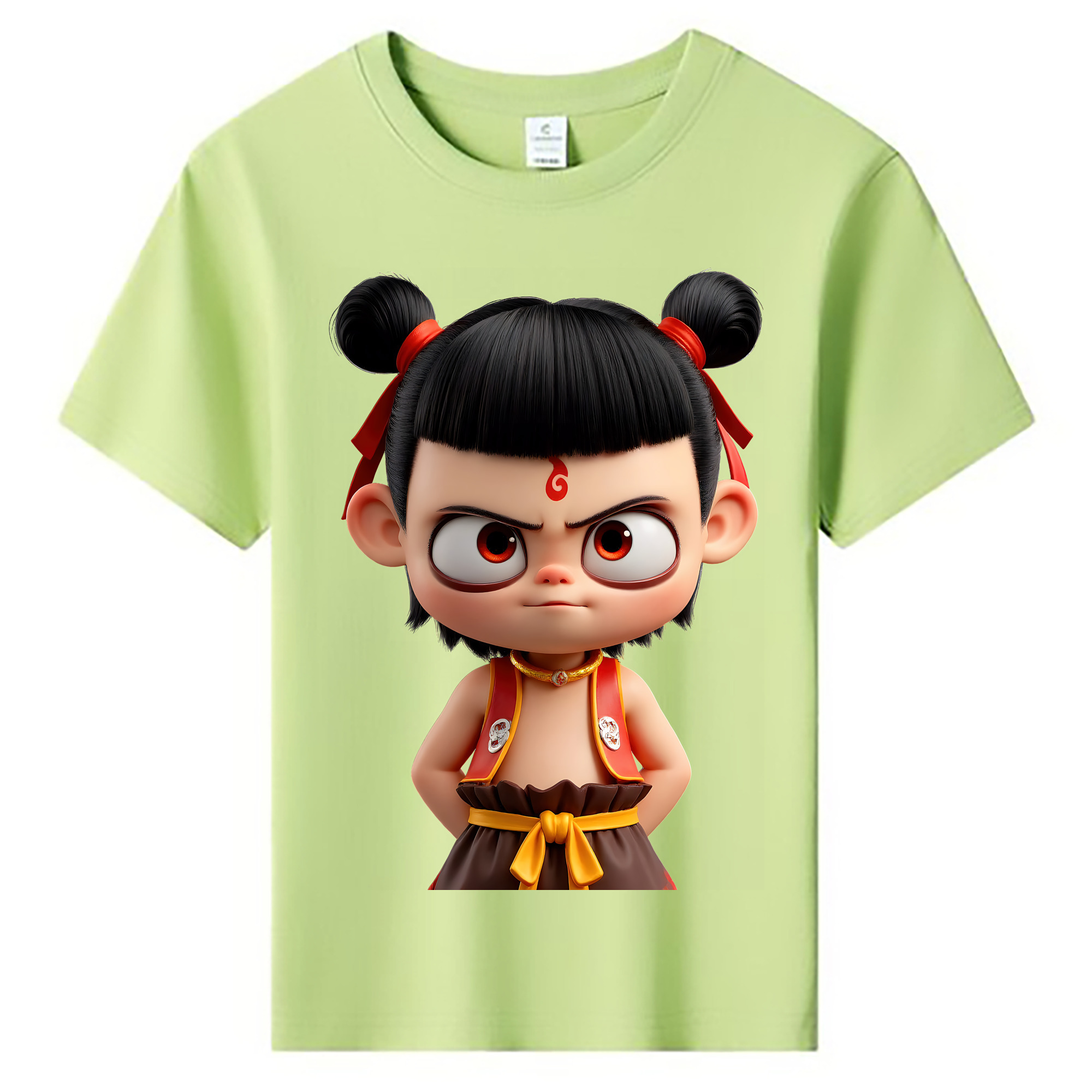 （画像用） Ne Zha 2 ナタ 魔童の大暴れ 綿100％キッズTシャツ（フロントプリント）